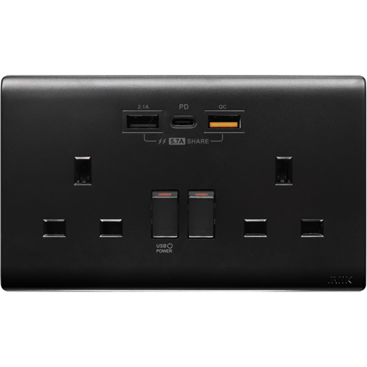 M2K PD202AP5-B 5.7A 孖位 PD/QC USB 電掣插座 (黑色)